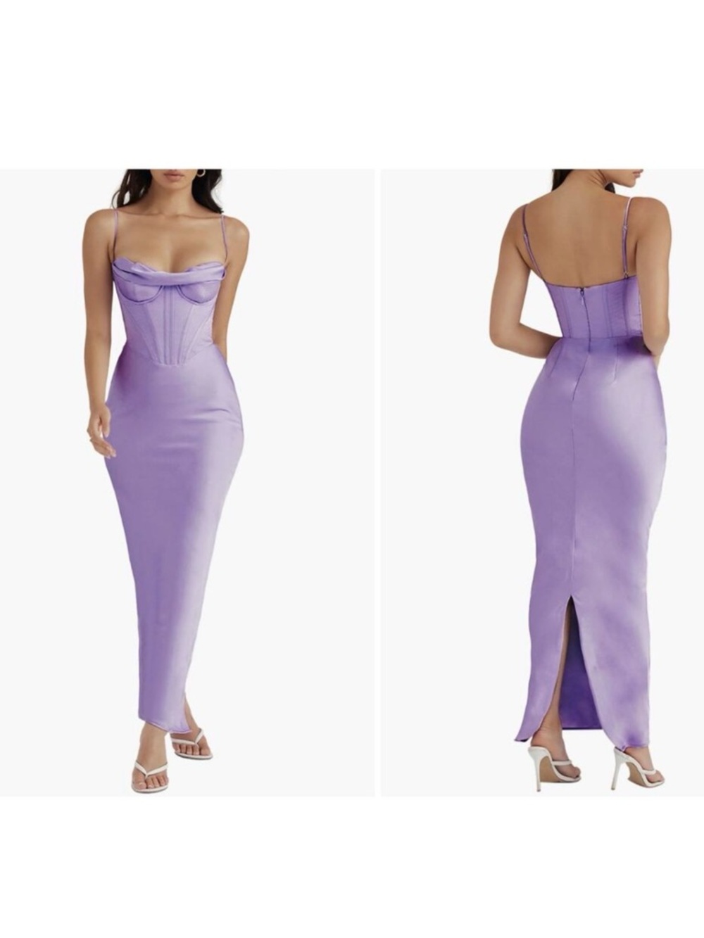 House of CB Charmaine Maxi Corset Formal Dress in Lavender Purple Size Medium